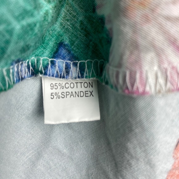 Dress Womens Medium Mint Floral Peony Fit & Flare Retro 50s Cotton Stretch OWIN - Picture 5 of 11